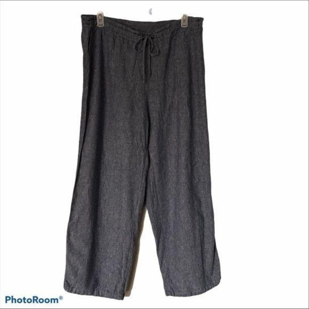 Westport Boho Linen Pants Wide Leg Blue 2X